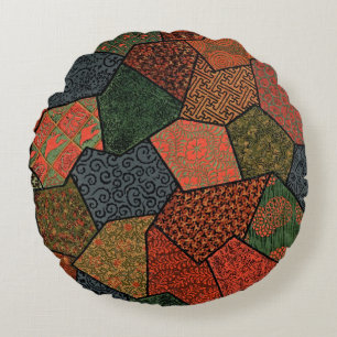 Almohada redonda japonesa de patchwork Wabi-Sabi