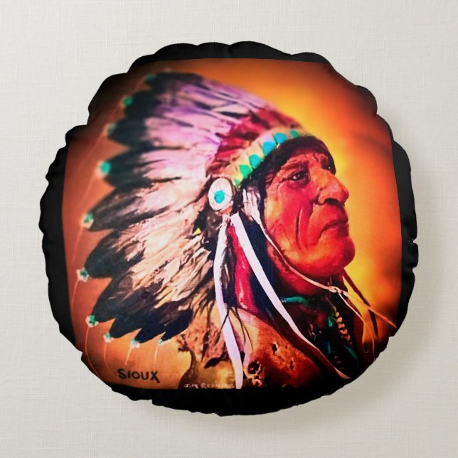 Almohada Redonda Jefe Sioux (Anverso)