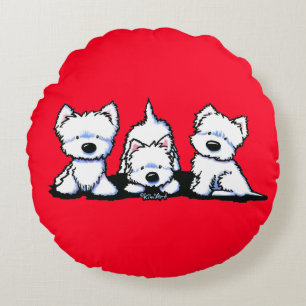 Almohada Redonda KiniArt Westie Trio