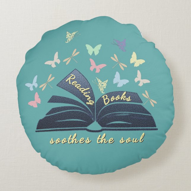 Almohada Redonda Leer Libros Sosiega El Alma (Reverso)