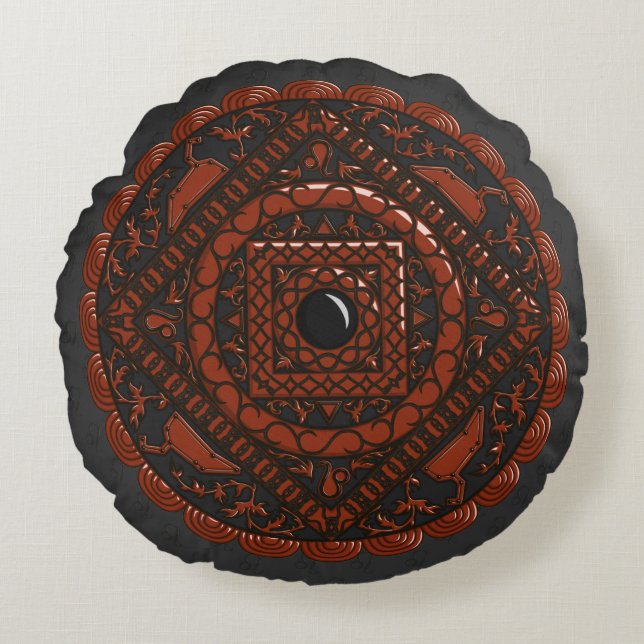Almohada Redonda Leo Mandala (Anverso)