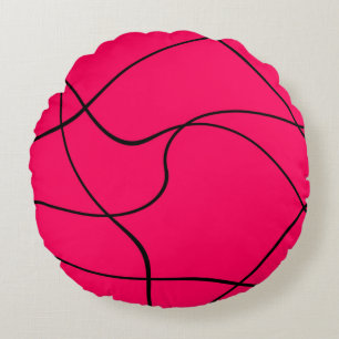 Almohada redonda - "líneas abstractas" - fucsia