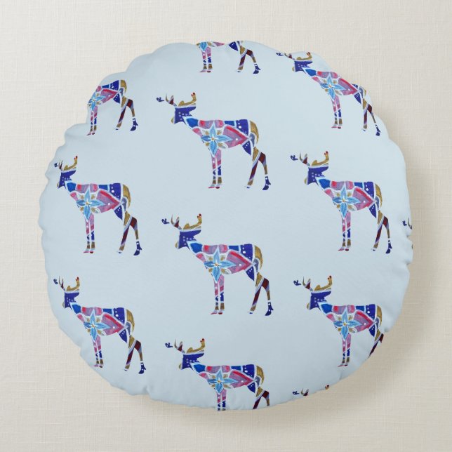 Almohada redonda Mandala Ciervo 41 cm (Anverso)