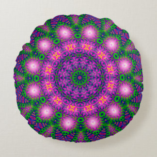 Almohada redonda mística mandala verde púrpura
