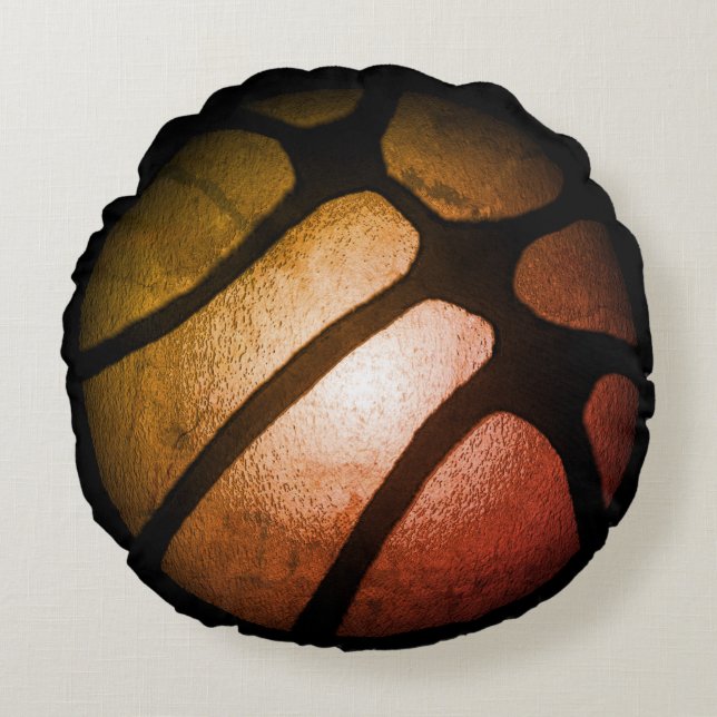 Almohada redonda moderna de baloncesto negro depor (Anverso)