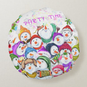 Almohada Redonda Navidad del Muñeco de Nieve Fiest