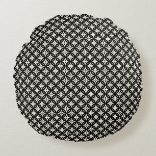 Almohada redonda negra y beige