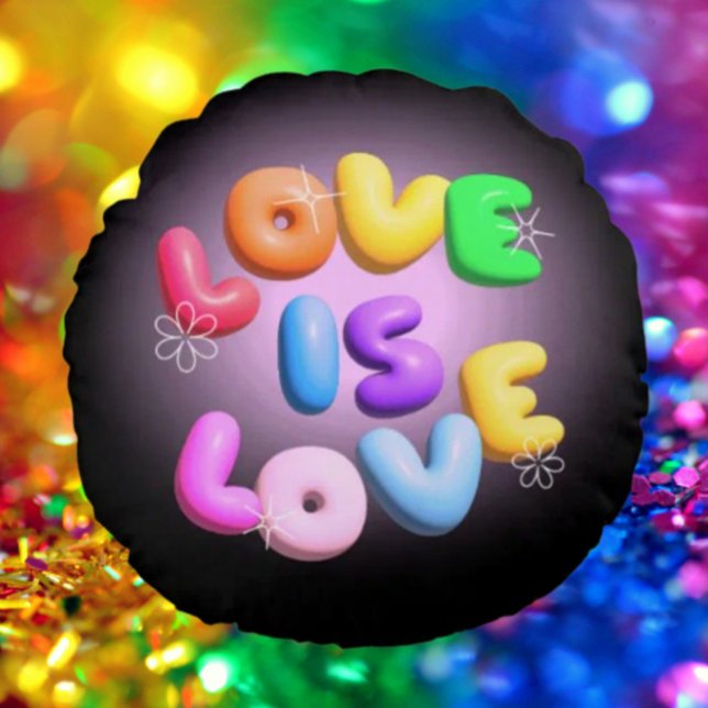 Almohada Redonda Orgullo Arcoíris 3D "Love Is Love (Subido por el creador)