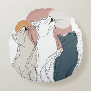 Almohada Redonda Pack Gato Abstracto Pastel