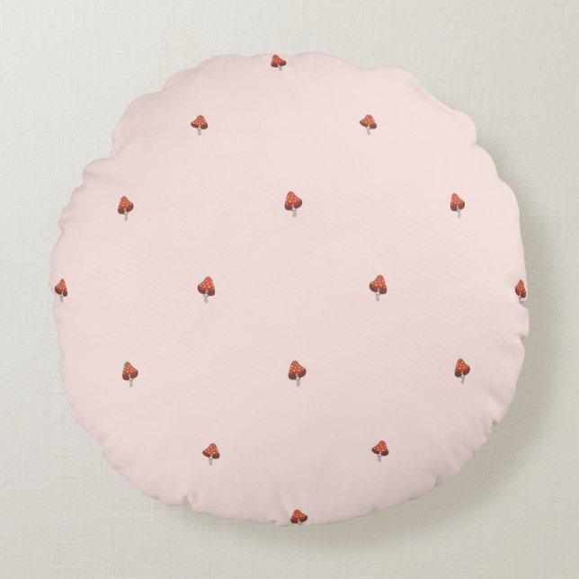 Almohada redonda para nursery con champiñones mini (Anverso)