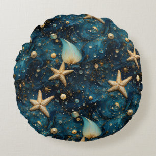 Almohada Redonda Patrón Estrella de Mar Oceánica