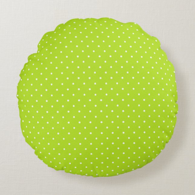 Almohada Redonda Pequeña Verde Lima y Blanco con L (Anverso)