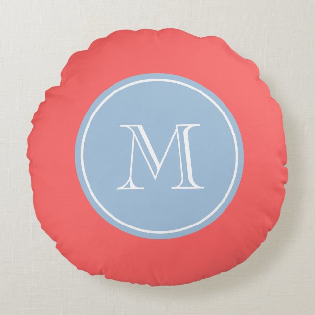 Almohada redonda personalizada azul rosado (Anverso)