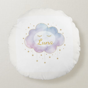 Almohada Redonda Personalizada con Nombre de Bebé 