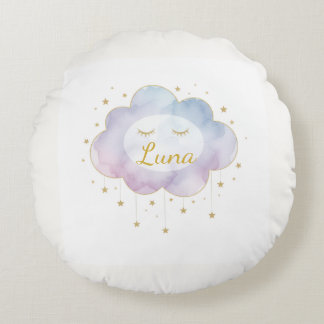 Almohada Redonda Personalizada con Nombre de Bebé 