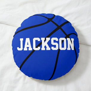 Almohada Redonda Personalizada de Baloncesto Azul