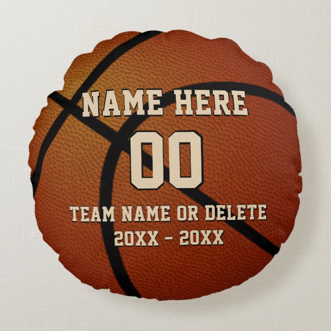 Almohada Redonda Personalizada de Baloncesto, Tu T (Anverso)
