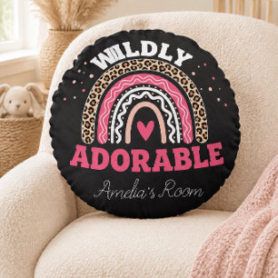Almohada redonda personalizada de vivero de leopar