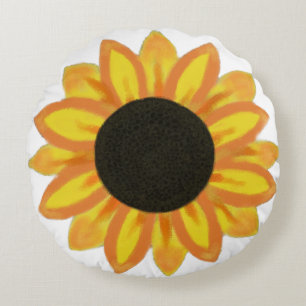 Almohada redonda pintada del girasol