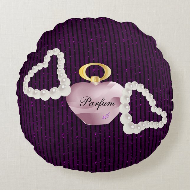 Almohada Redonda Purpurina y Perlas de Parfum (Anverso)