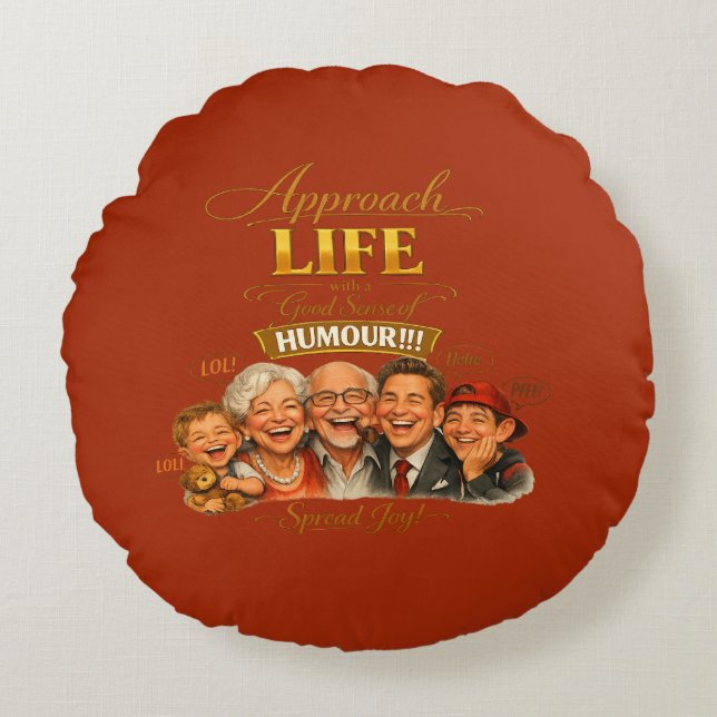 Almohada redonda que irradia alegría (Anverso)