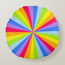 almohada redonda radial de arcoiris brillante