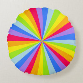 almohada redonda radial de arcoiris brillante