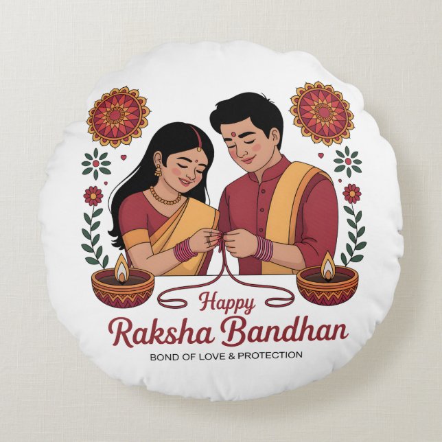 Almohada Redonda Raksha Bandhan (Anverso)