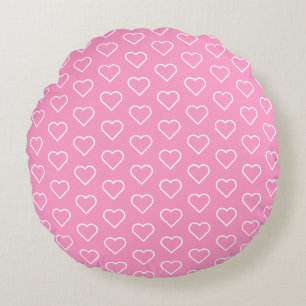 Almohada redonda rosa con corazón o elegir colores