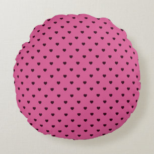 Almohada Redonda Rosa con Estampado de Corazón O