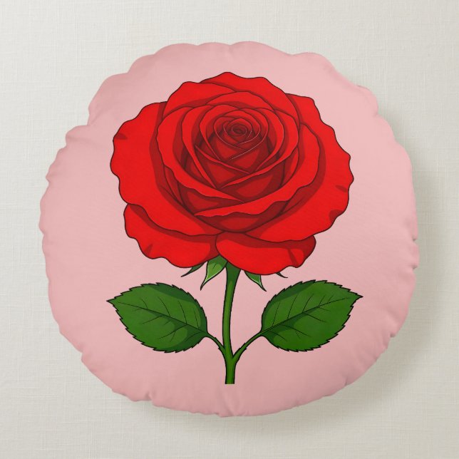 Almohada Redonda Rosa Roja (Anverso)