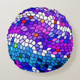 Almohada redonda rosada azul púrpura del modelo d