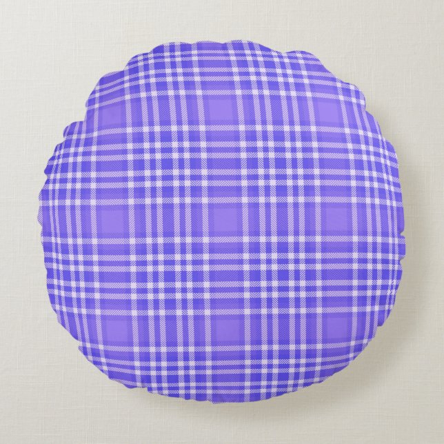 Almohada Redonda Simple de Cuadros Morada (Anverso)