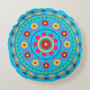 Almohada redonda turca del diseño floral de la