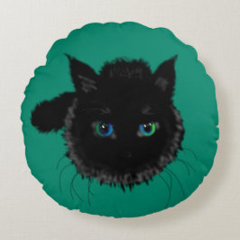 Almohada redonda verde con gato negro - Elegir col