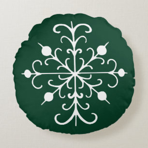 Almohada Redonda Verde Copo de Nieve