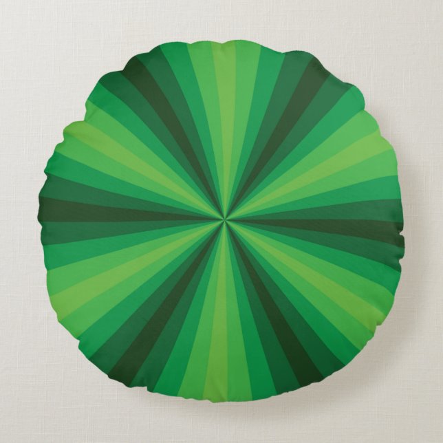 Almohada Redonda Verde de Ilusión Óptica (Anverso)