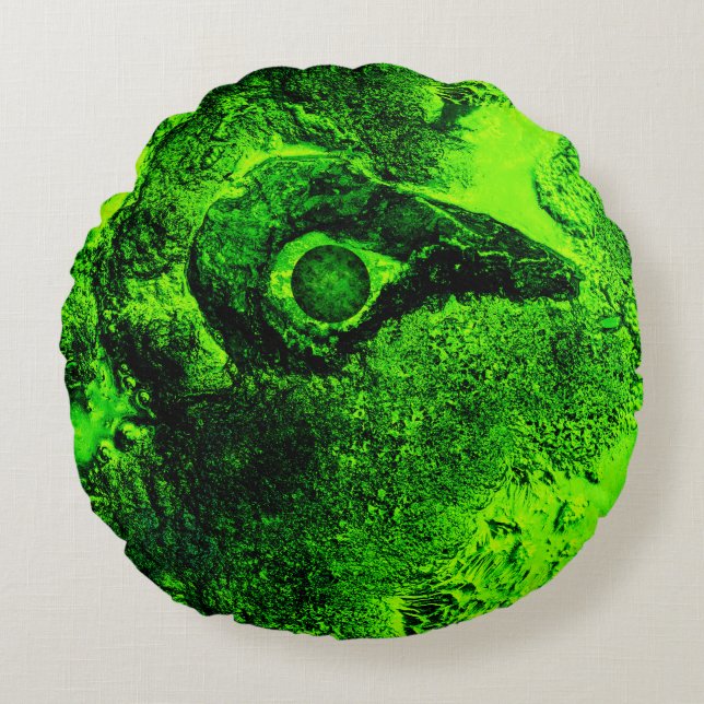 almohada redonda verde para decorar (Anverso)