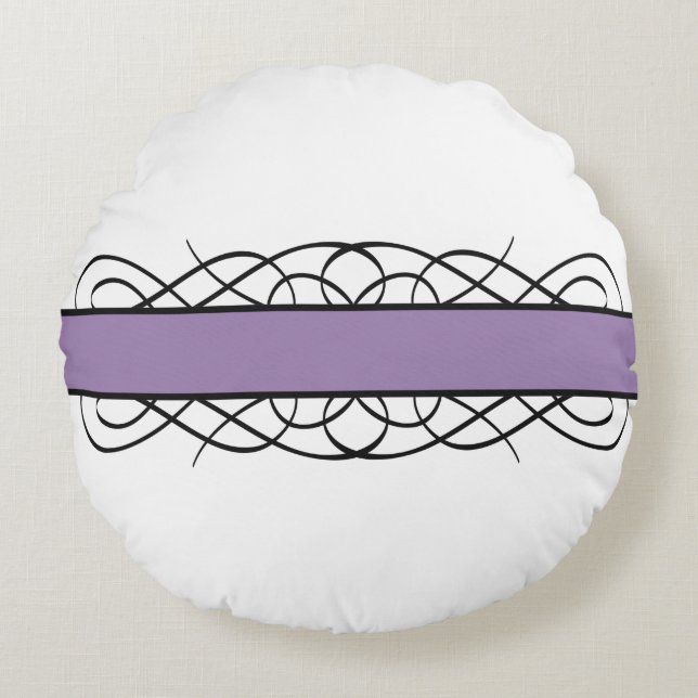 Almohada redonda violeta de deco floreciente (Anverso)
