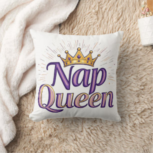 Almohada Reina de la Siesta Corona Oro Púrpura Ele