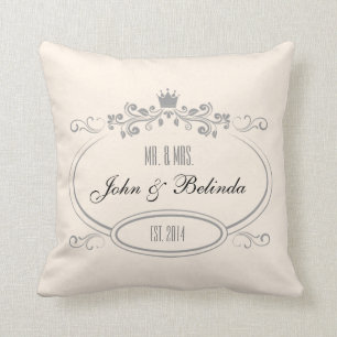 Almohada retra de la boda del marco del vintage