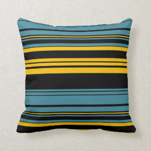 Almohada retra negra amarilla azul del diseño del