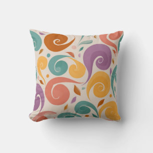 Almohada Retro Abstracta con Remolino en Pastel