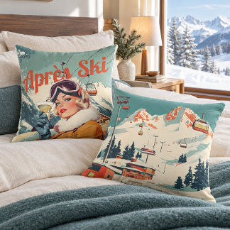 Almohada Retro Après Ski Mujer Lodge de Esquí Vint
