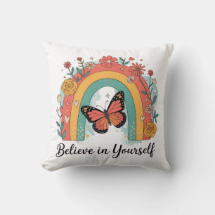 Almohada Retro Arcoíris de Tirar Cree en Ti MismoD