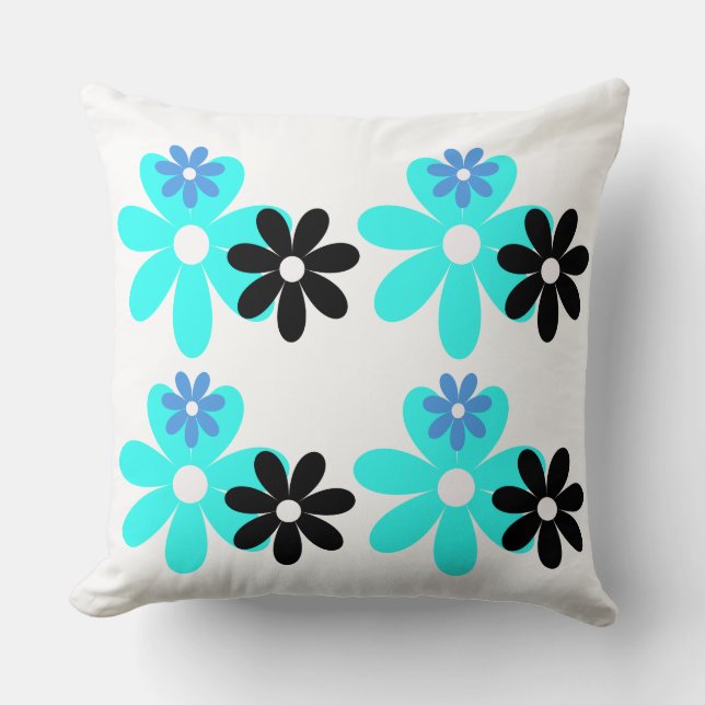 Almohada Retro Blue Bloom Duo (Anverso)
