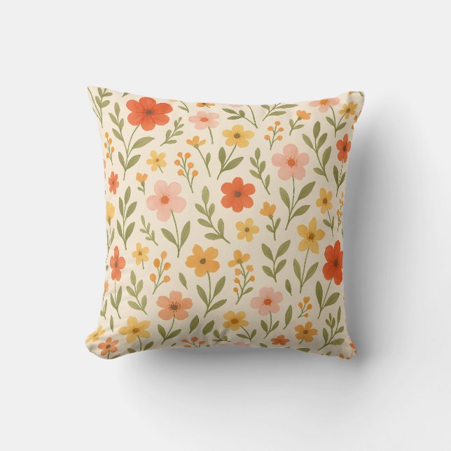 Almohada Retro Botánica para Sofá o Cama (Anverso)