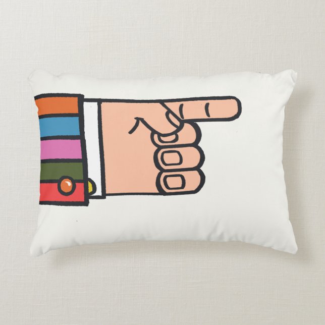 Almohada Retro Brillante Mano Señalando Divertida (Anverso)