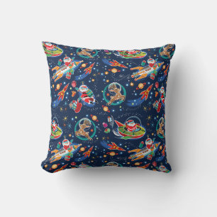 Almohada Retro de Navidad Santa Edad Espacial