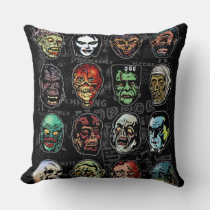 Almohada Retro de Terror de Máscaras de Monstruos